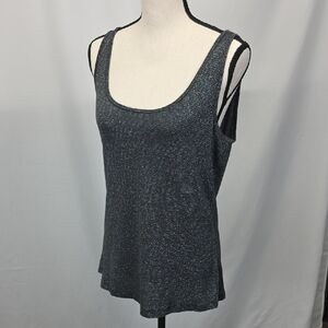 Jennifer Lopez Glittery Black And Silver Tank Top